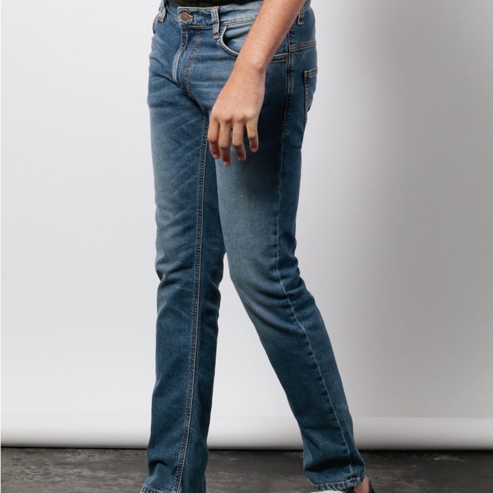 Nudie Jeans “Thin Finn” - Mid Blue Ecru